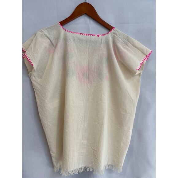 Women’s Handmade Size Not Known, Cream with Pink and Green Embroidery. - Picture 3 of 3